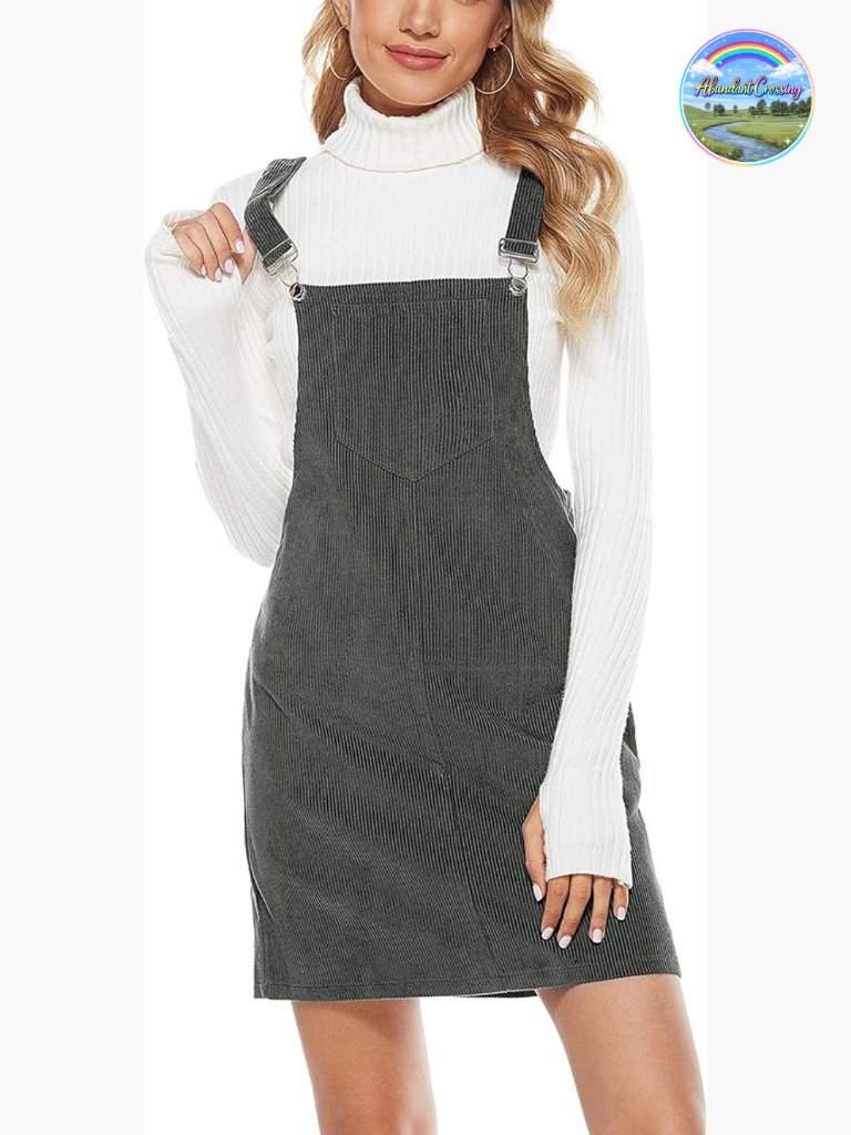 Corduroy Pinafore Suspender Dress Skirt Jumper With Adjustable Straps